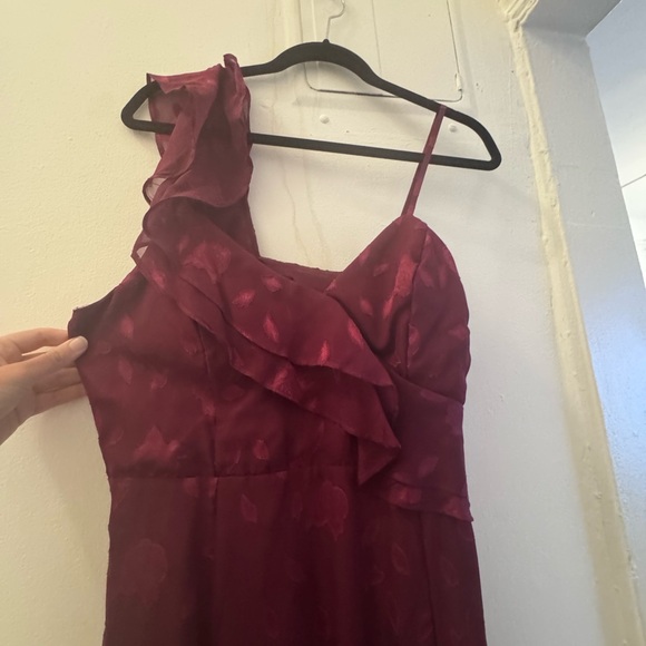 Lulu's Burgundy Ruffle Dress - Picture 3 of 5